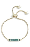 Kendra Scott Stan Adjustable Bracelet In Aqua Drusy/ Gold