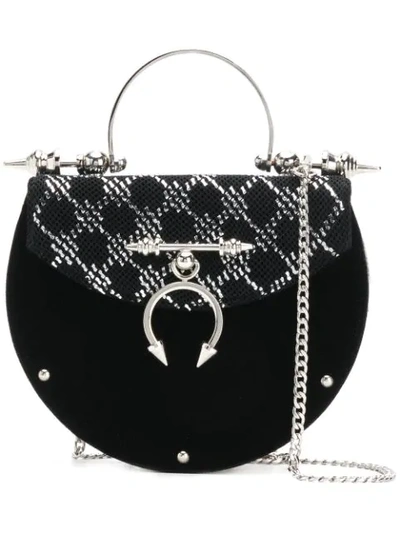 Okhtein Velvet Metallic Detail Bag In Black