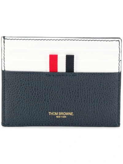 Thom Browne Stained Leather Note Cardholder In Blue