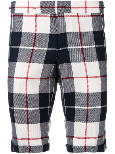 Thom Browne Buffalo Tartan Skinny Wool Short - Blue In Blue
