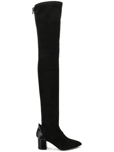 Balmain Thigh High Boots In Black