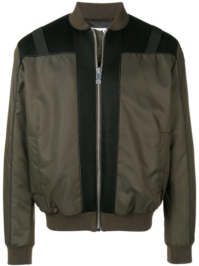 Les Hommes Urban Mesh Panels Bomber Jacket - Green