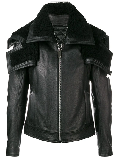 Les Hommes Oversized Collar Lined Jacket - Black