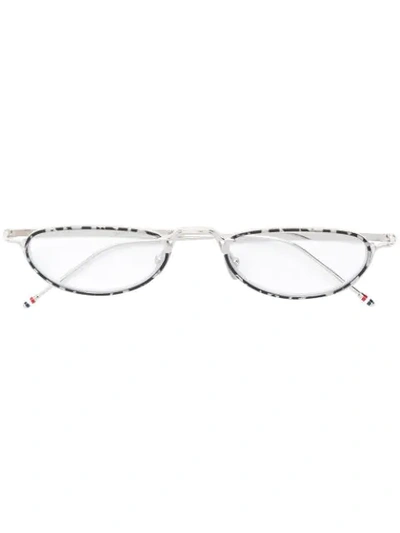 Thom Browne Eyewear Tortoise Shell Glasses - Silver In White