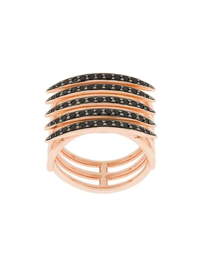 Shaun Leane Quill Black Spinel Ring In Gold