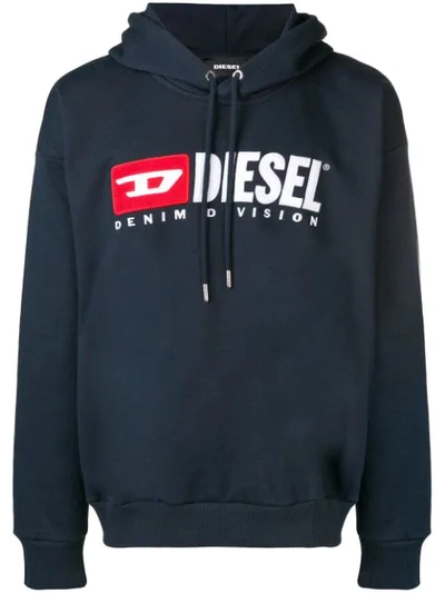 Diesel Hooded 90's Sweatshirt In Blue