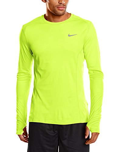 Nike Men's Dri-fit Miler Running Long-sleeve Shirt In Volt | ModeSens