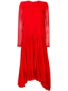 Givenchy Silk Pleated Dress In Red