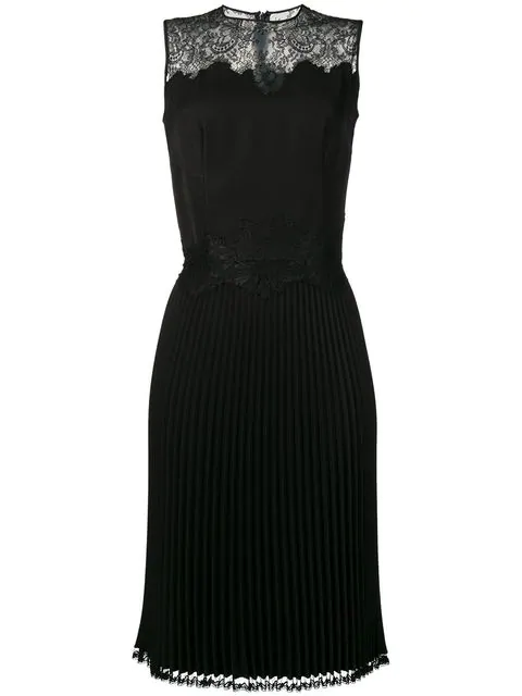 Ermanno Scervino Lace Embellished Pleated Dress - Black | ModeSens