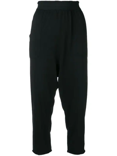 Raquel Allegra Drop Crotch Cropped Trousers In Black