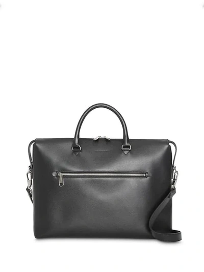 Burberry Large Textured Leather Briefcase In Black