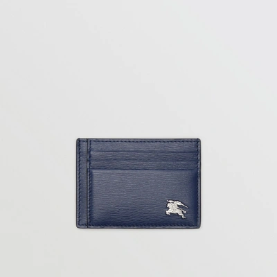 Burberry London Leather Money Clip Card Case In Navy