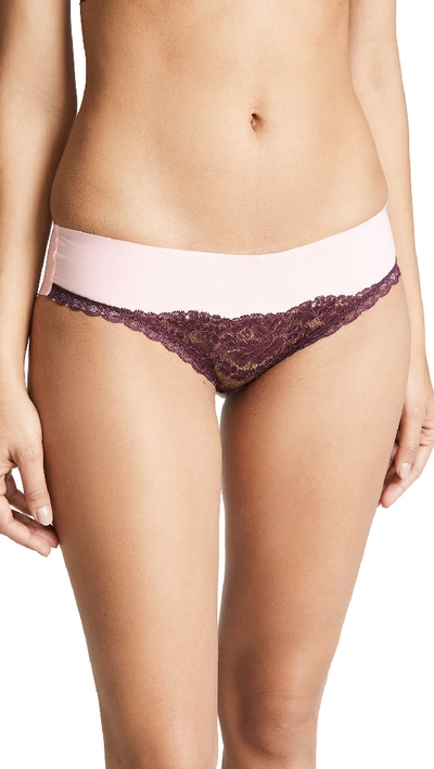 Stella Mccartney Bella Admiring Stretch-jersey And Lace Briefs In Aubergine