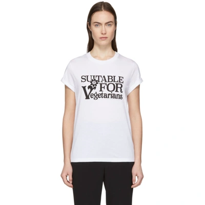Stella Mccartney Vegetarian Slogan-print Cotton-jersey T-shirt In White