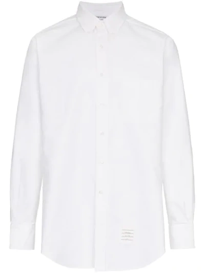 Thom Browne Buttoned Collar Fitted Shirt In White