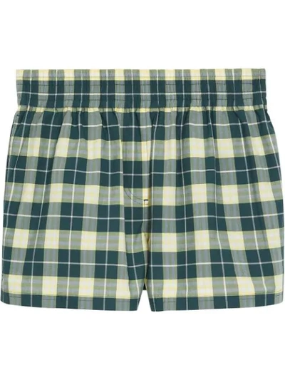 Burberry Checked Shorts - Green