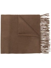 Begg & Co Classic Fringed Cashmere Scarf - Brown
