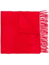 Begg & Co Classic Cashmere Fringed Scarf - Red