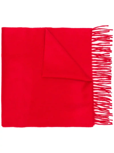 Begg & Co Classic Cashmere Fringed Scarf - Red In Red