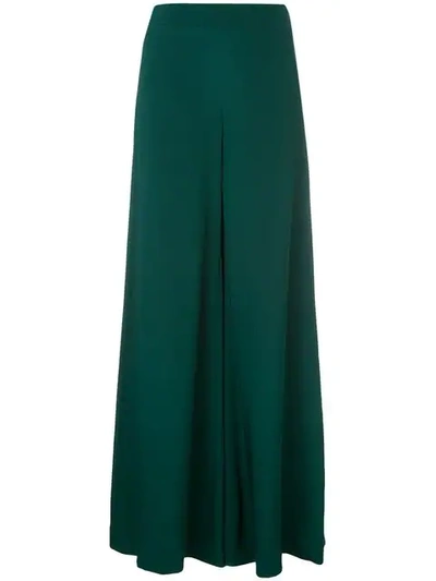 Adam Lippes Flared Crepe Trousers In Green