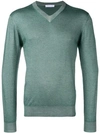 Cruciani Fine Knit V-neck Sweater - Green