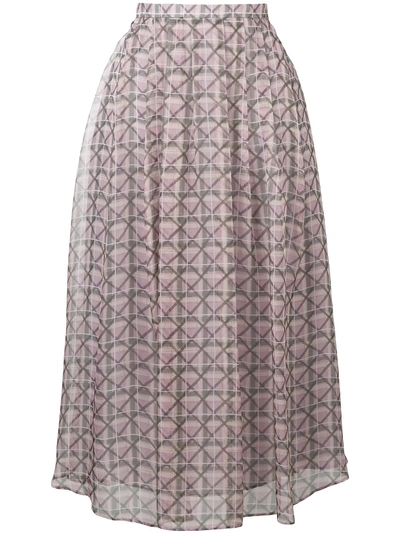 Alexa Chung Pleated Geometric Midi Skirt - Purple