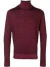 Entre Amis Roll Neck Sweater In Red