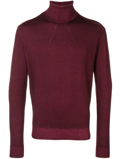 Entre Amis Roll Neck Sweater In Red