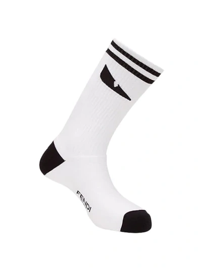Fendi Sports Socks In Bianco Nero