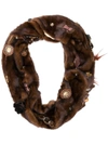 Liska Embellished Fur Scarf In Brown