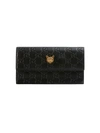 Gucci Signature Continental Wallet With Cat - Black