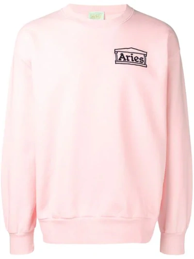 Aries Logo Patch Sweatshirt In Pink