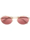 Mykita X Maison Margiela Round Tinted Sunglasses In 329 Silver/glossygold | Purple Solid