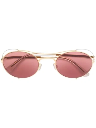 Mykita X Maison Margiela Round Tinted Sunglasses In 329 Silver/glossygold | Purple Solid