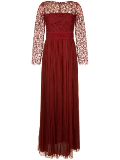 Copurs Fine Lace Sheer Gown In Red