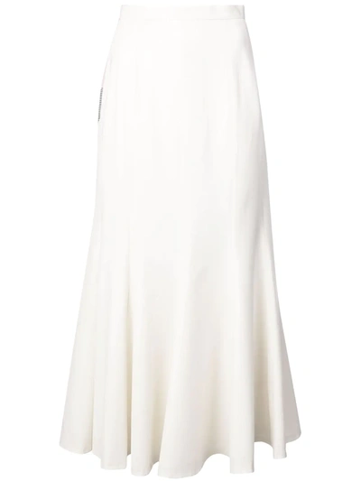 Natasha Zinko Colourblock Ruffled Midi Skirt In White