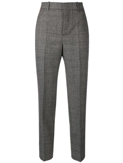 Balenciaga Check Print Wool Trousers - Black