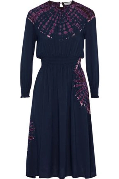 Kain Woman Gelsey Shirred Washed-crepe Dress Midnight Blue