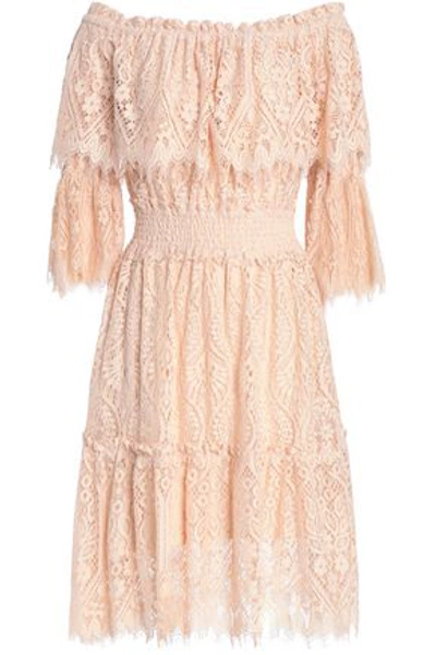Perseverance Woman Off-the-shoulder Corded Lace Dress Blush
