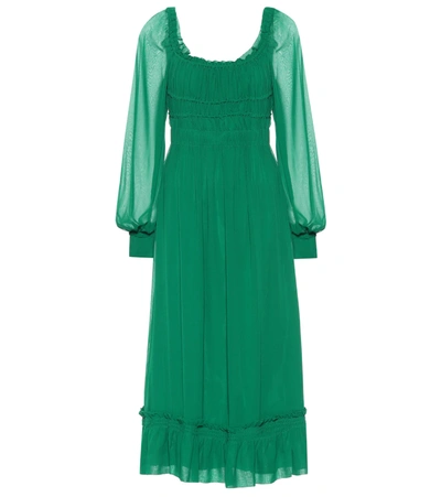 Proenza Schouler Crepe Chiffon Square Neck Dress In Green