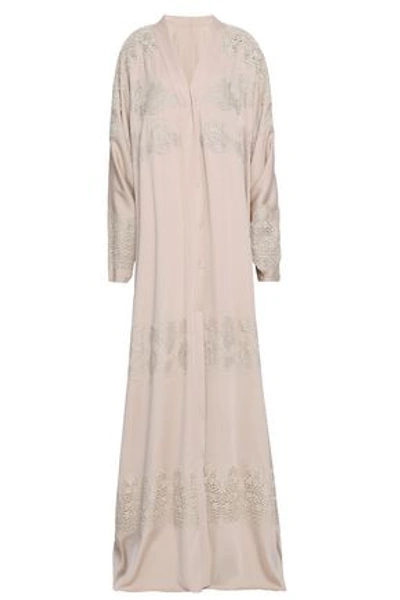 Dolce & Gabbana Woman Lace-trimmed Silk-blend Kimono Neutral