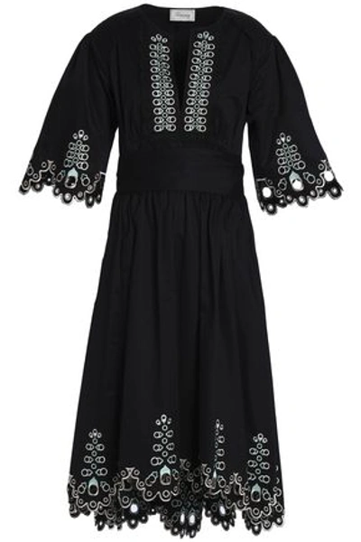 Temperley London Woman Amour Embroidered Cotton-poplin Dress Black