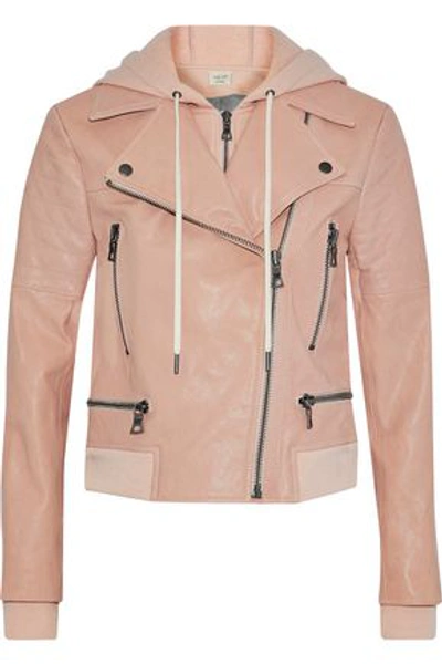 Alice And Olivia Alice + Olivia Woman Avrel Leather Hooded Biker Jacket Blush