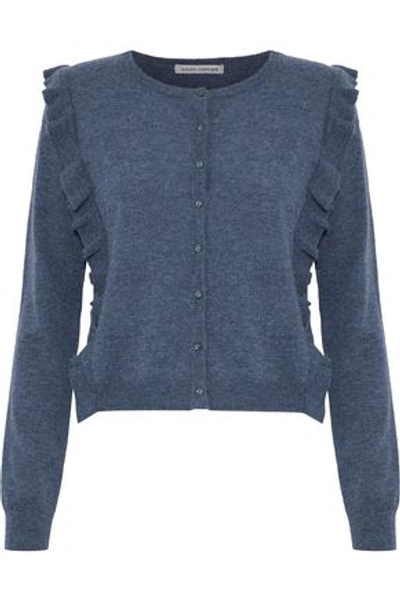 Autumn Cashmere Woman Ruffle-trimmed Cashmere Cardigan Navy
