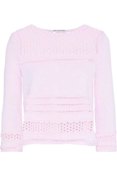 Autumn Cashmere Woman Open-knit Cotton Sweater Baby Pink