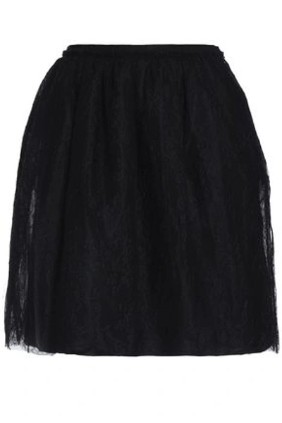 Valentino Silk Lace Mini Skirt In Black