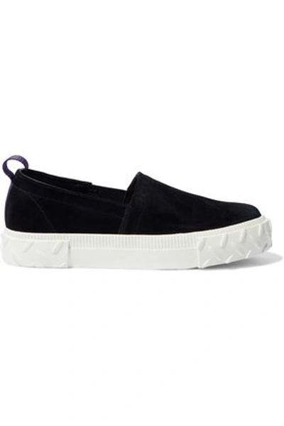 Eytys Woman Viper Striped Canvas Slip-on Sneakers Black