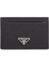 Prada Logo Cardholder Wallet - Black