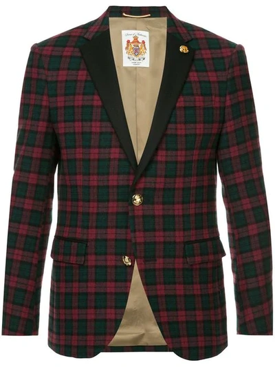 Education From Youngmachines Single Breasted Check Blazer In Red