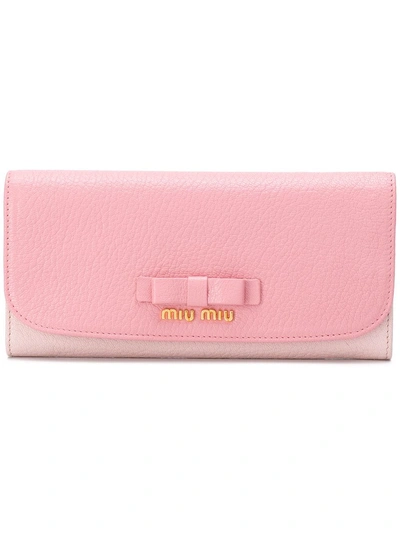 Miu Miu Bow Continental Wallet Pink ModeSens